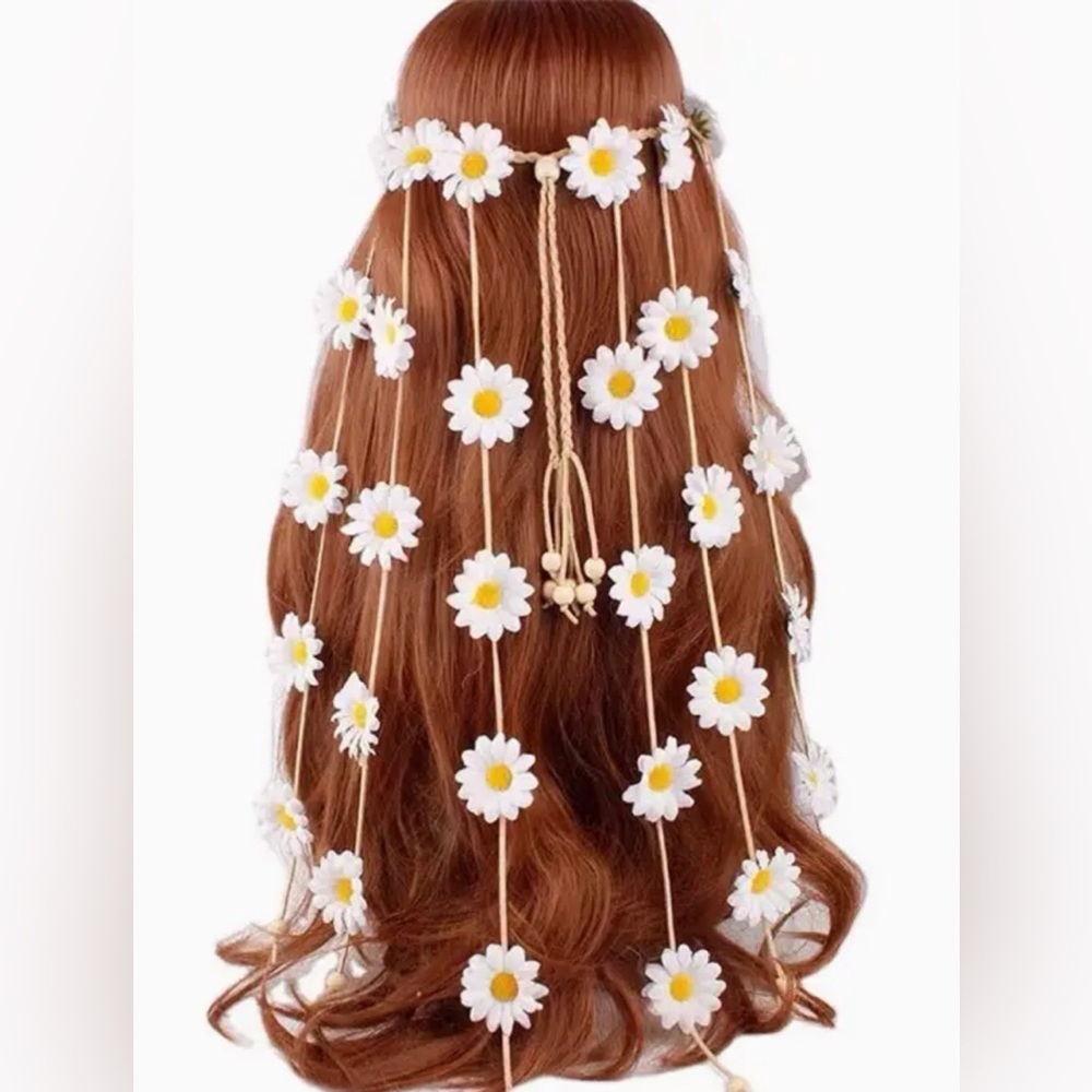 NWOT Boho Daisy Flower Hair Rope Headband Hippie Style Hair Accessory